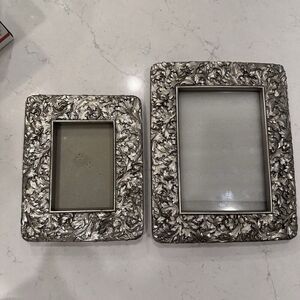 VTG 1995 Terragrafics Floral Silver Photo Frame Picture  Set